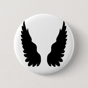 Macaron Rond 5 Cm ailes d'anges noirs
