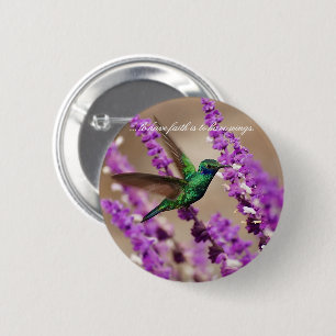 Macaron Rond 5 Cm Ailes de la foi Colibri à oreilles violettes étinc