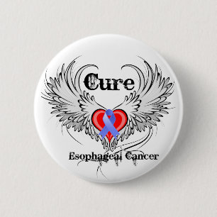 Macaron Rond 5 Cm Ailes de tatouage de coeur - Cancer oesophagien de