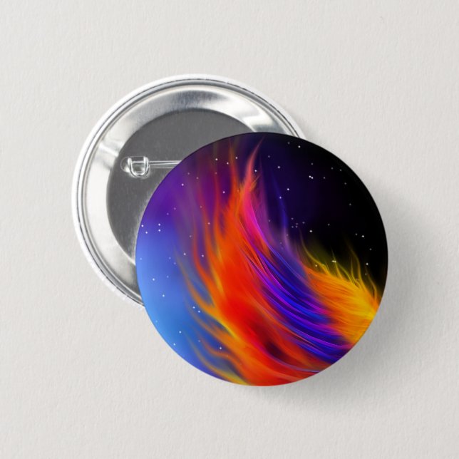 Macaron Rond 5 Cm Ailes du Phoenix spatial (Devant & derrière)