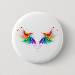 Macaron Rond 5 Cm Ailes fluffy arc-en-ciel