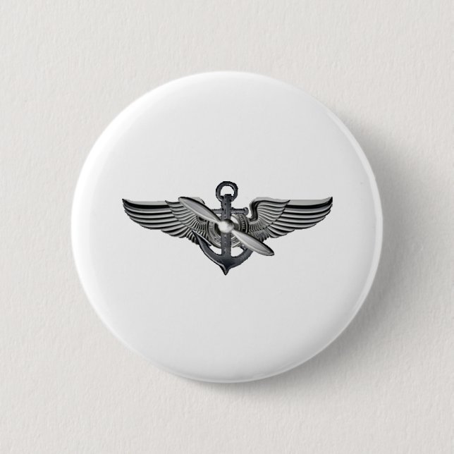 Macaron Rond 5 Cm ailes pilotes marines (Devant)