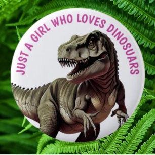 Macaron Rond 5 Cm Aime la FILLE Dinosaures