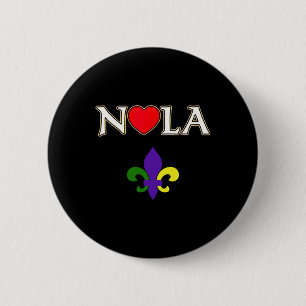 Macaron Rond 5 Cm Aime Nola La Nouvelle-Orléans Fleur De Lis Cœur No