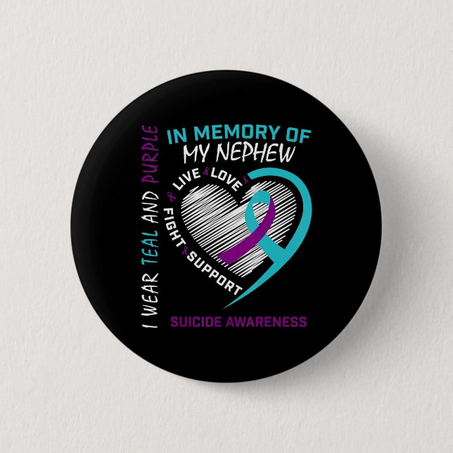 Macaron Rond 5 Cm Aimé Un En Mémoire De Nephew Suicide Sensibilisati (Devant)