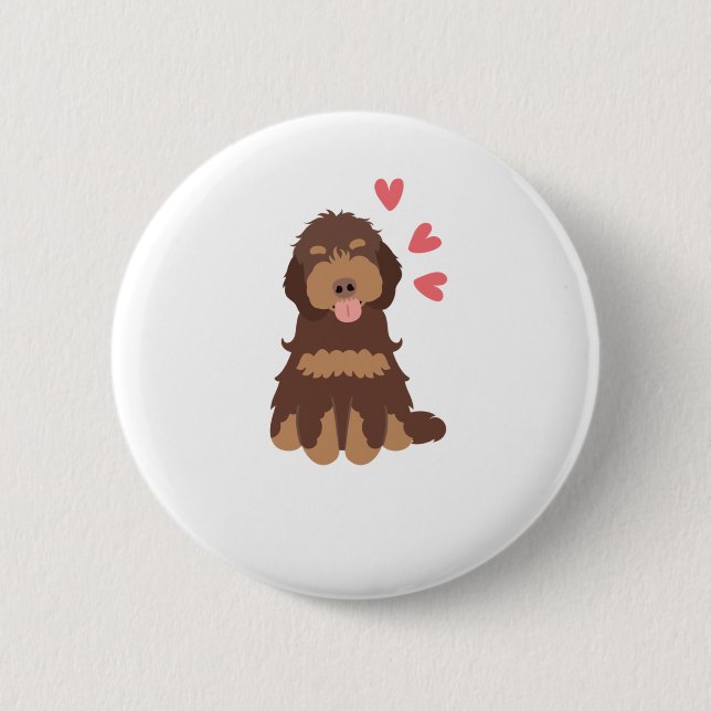 Macaron Rond 5 Cm Aimer Chocolat Phantom Cockapoo Cavapoo Chien (Devant)