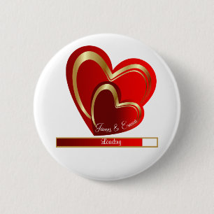 Macaron Rond 5 Cm Aimer mignon Chargement Coeurs rouges Mariage pers
