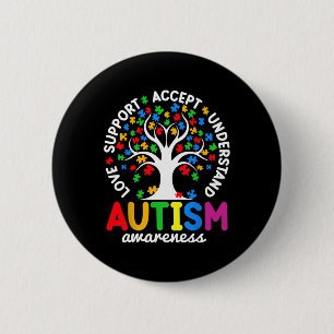 Macaron Rond 5 Cm Aimer Support Accepter Comprendre L'Autisme De L'A