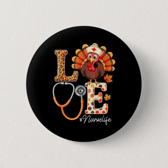 Macaron Rond 5 Cm Aimer Turquie Thanksgiving Nurse Life Scrub d'auto (Devant)