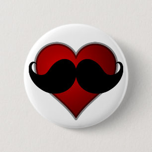 Macaron Rond 5 Cm AIMEZ la moustache du coeur w/Mustache de STACHE
