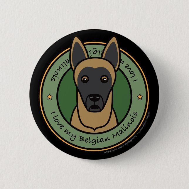 Macaron Rond 5 Cm Aimez mon Malinois (Devant)