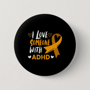 Macaron Rond 5 Cm Aimez Quelqu'Un Avec Adhd Ribbon Sensibilisation H