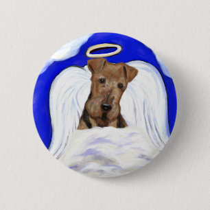 Macaron Rond 5 Cm Airedale Terrier Angel