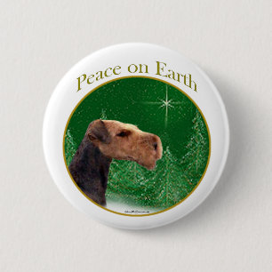 Macaron Rond 5 Cm Airedale Terrier Paix