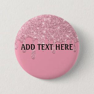Macaron Rond 5 Cm Ajouter du texte Bouton Paillettes qui dégouline