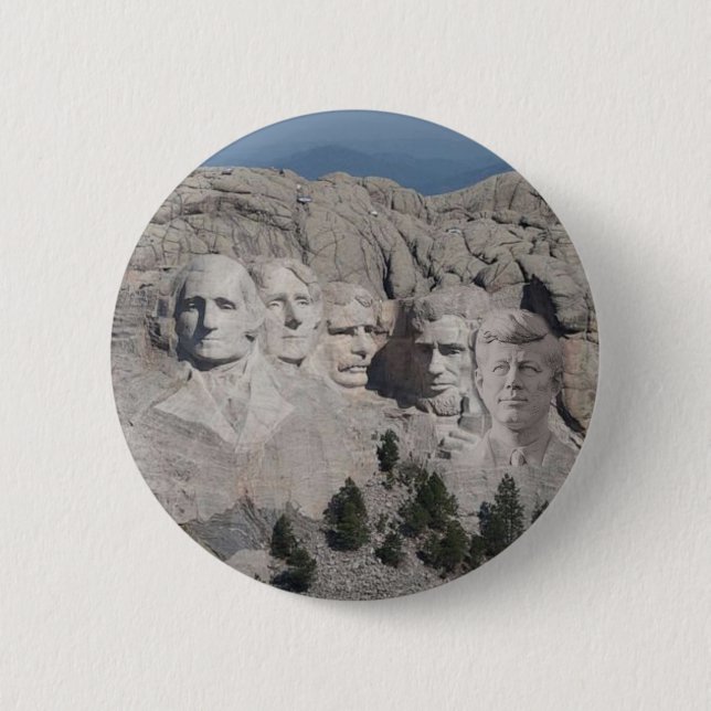 Macaron Rond 5 Cm Ajouter JFK au Mont Rushmore (Devant)