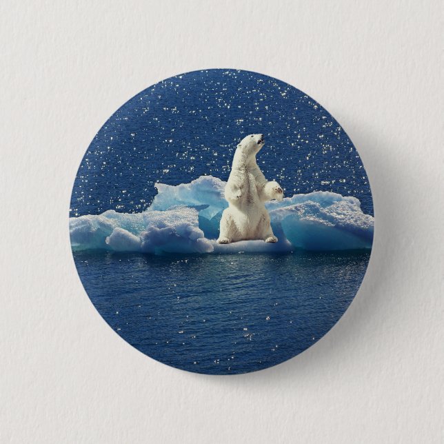 Macaron Rond 5 Cm Ajouter SLOGAN pour sauver les ours polaires Planè (Devant)