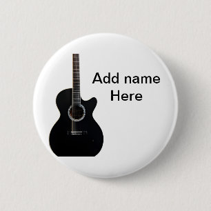 Macaron Rond 5 Cm Ajouter votre nom texte brun acoustique guitare éd