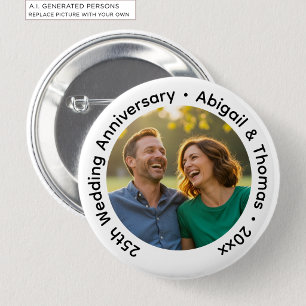 Macaron Rond 5 Cm Ajoutez votre propre photo de couple 25e anniversa