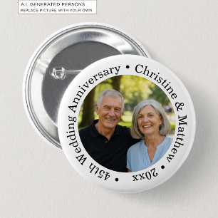 Macaron Rond 5 Cm Ajoutez votre propre photo de couple 45e anniversa