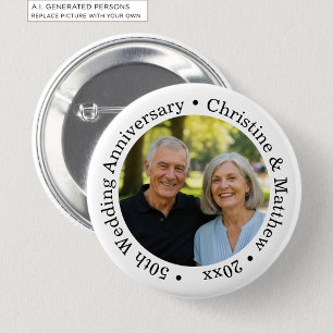 Macaron Rond 5 Cm Ajoutez votre propre photo de couple 50e anniversa