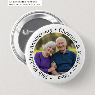 Macaron Rond 5 Cm Ajoutez votre propre photo de couple 70e anniversa