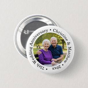 Macaron Rond 5 Cm Ajoutez votre propre photo de couple 75e anniversa