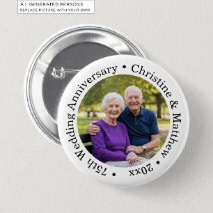 Macaron Rond 5 Cm Ajoutez votre propre photo de couple 75e anniversa
