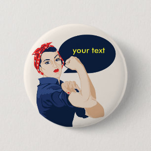 Macaron Rond 5 Cm Ajoutez votre propre texte à rosie riveter