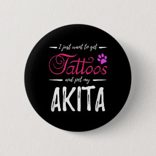 Macaron Rond 5 Cm Akita Amoureux des chiens Tattoo Drôle Chien Maman
