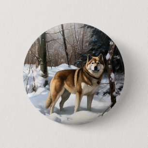 Macaron Rond 5 Cm Akita Laisser Neige Noël
