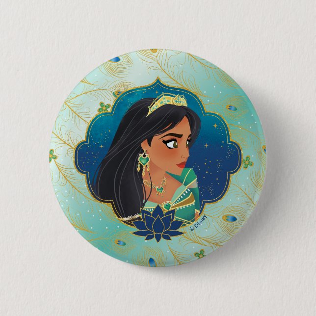 Macaron Rond 5 Cm Aladdin | Graphique de profil latéral Jasmine (Devant)