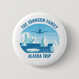 Macaron Rond 5 Cm Alaska Famille Vacances Custom Blue Glacier