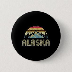 Macaron Rond 5 Cm Alaska Tee - Montagnes Rétro Vintage Nature Randon
