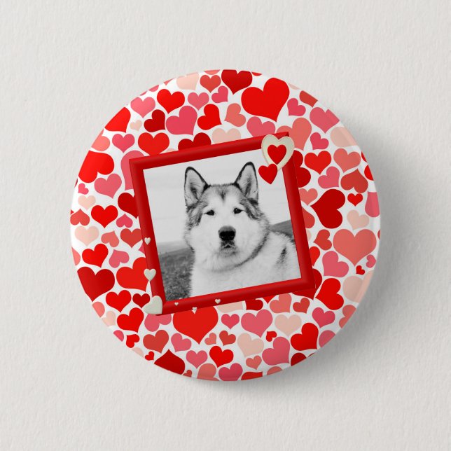 Macaron Rond 5 Cm Alaskan Malamute Chien Valentines Coeur (Devant)