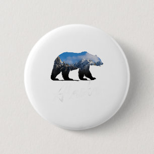 Macaron Rond 5 Cm Alaskien Ours Grizzly Alaska State Souven