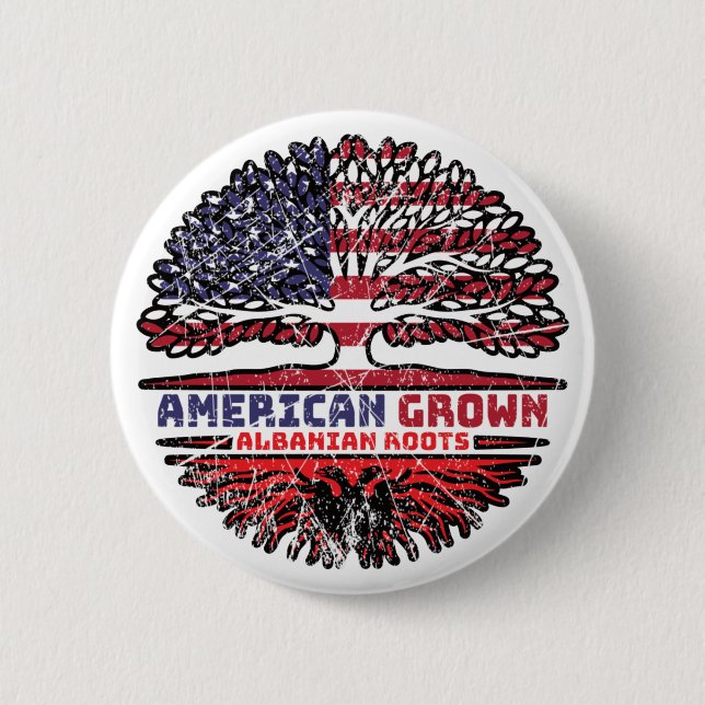 Macaron Rond 5 Cm Albanian Albania US American États-Unis (Devant)