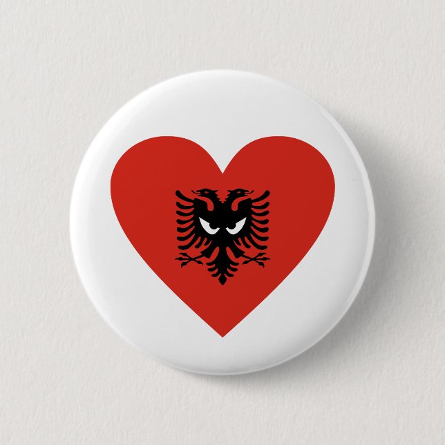 Macaron Rond 5 Cm Albanian Heart - For real Albanians! (Devant)