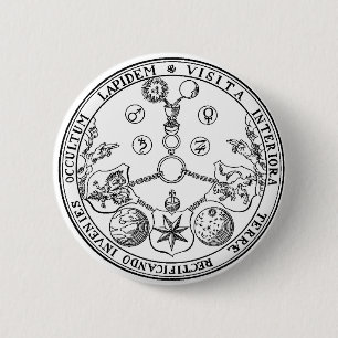 Macaron Rond 5 Cm Alchimiste ésotérique d'alchimie d'insigne de PICS