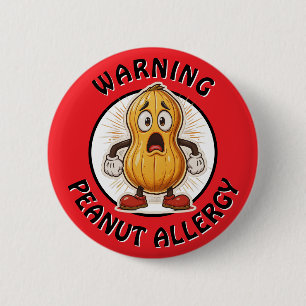 Macaron Rond 5 Cm Alerte Allergie aux arachides Avertissement