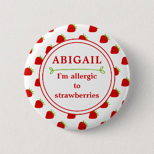 Macaron Rond 5 Cm Alerte aux allergies aux fraises - Enfants