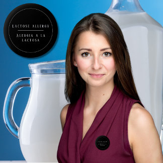 Macaron Rond 5 Cm Alerte d'allergie bilingue noire et blanche au lac