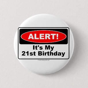 Macaron Rond 5 Cm ALERTE de 21 cadeaux d'anniversaire ! Son mon