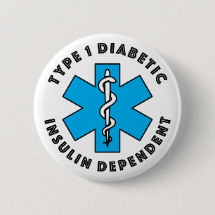 Macaron Rond 5 Cm Alerte Médicale T1d [Cyan]