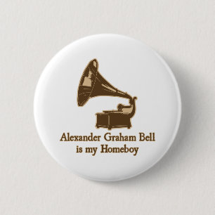 Macaron Rond 5 Cm Alexander Graham Bell est mon Homeboy