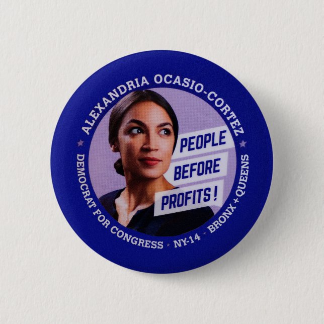Macaron Rond 5 Cm Alexandria Ocasio-Cortez (Devant)