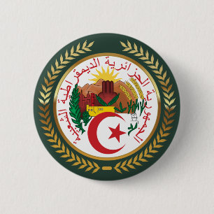 Macaron Rond 5 Cm Algeria Coat of Arms