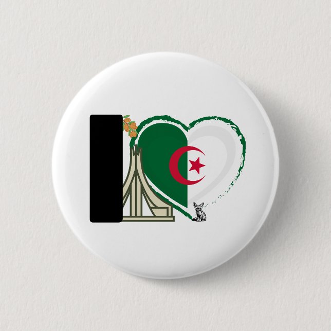 Macaron Rond 5 Cm Algerian Heart - For real Algerians! (Devant)