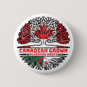 Macaron Rond 5 Cm Algérie Drapeau des racines d'arbre du Canada algé