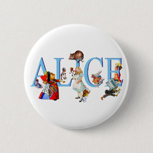 MACARON ROND 5 CM ALICE AU PAYS DES MERVEILLES ET AMIS